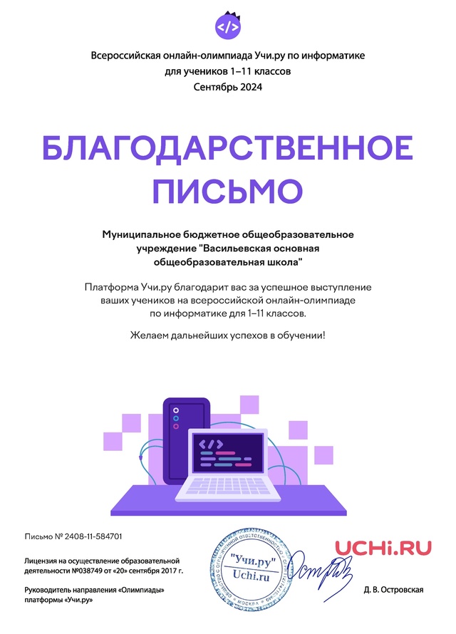 Итоги Всероссийской онлайн-олимпиады Учи.ру по информатике.